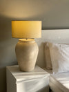 Cashew terracotta lamp in Pakistan with handcrafted beige-white finish