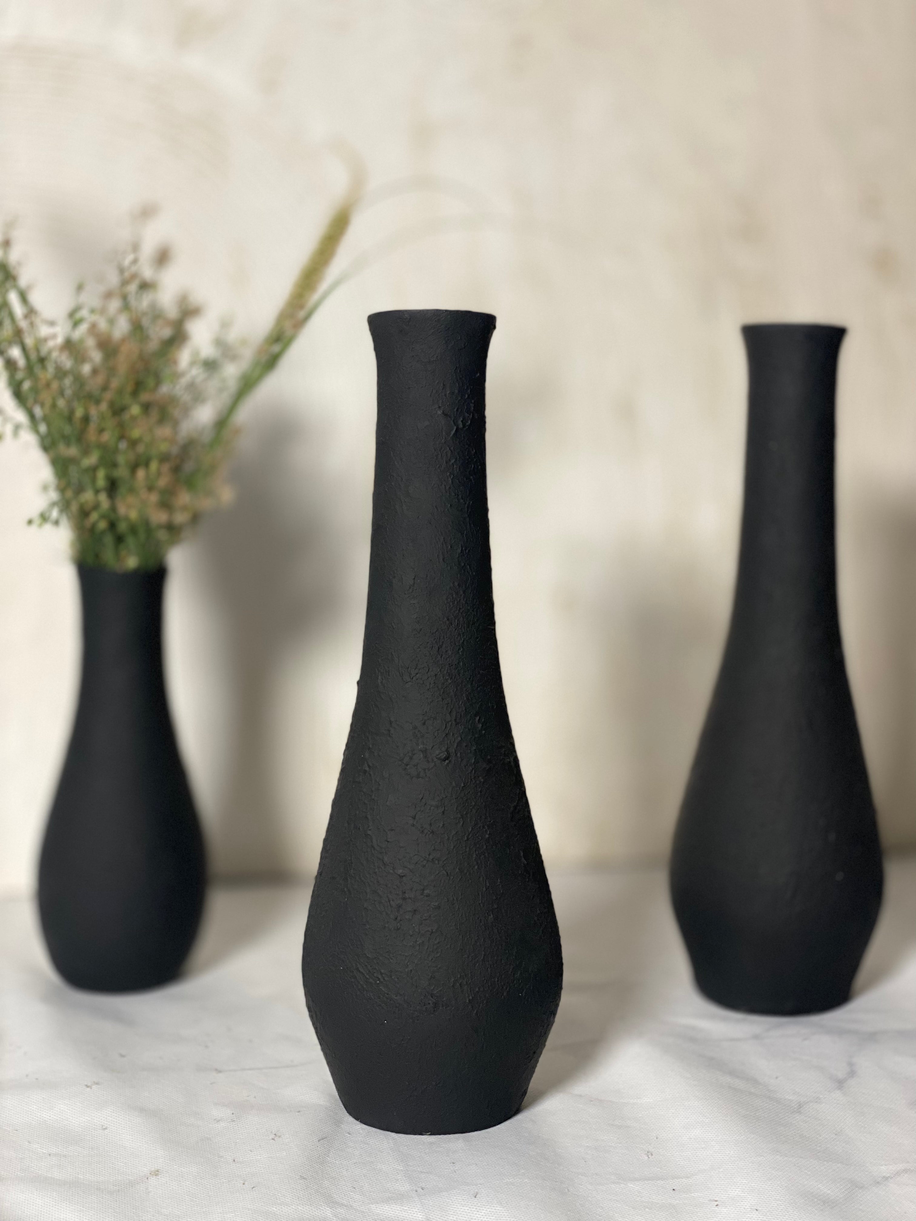 Big Black textured vase