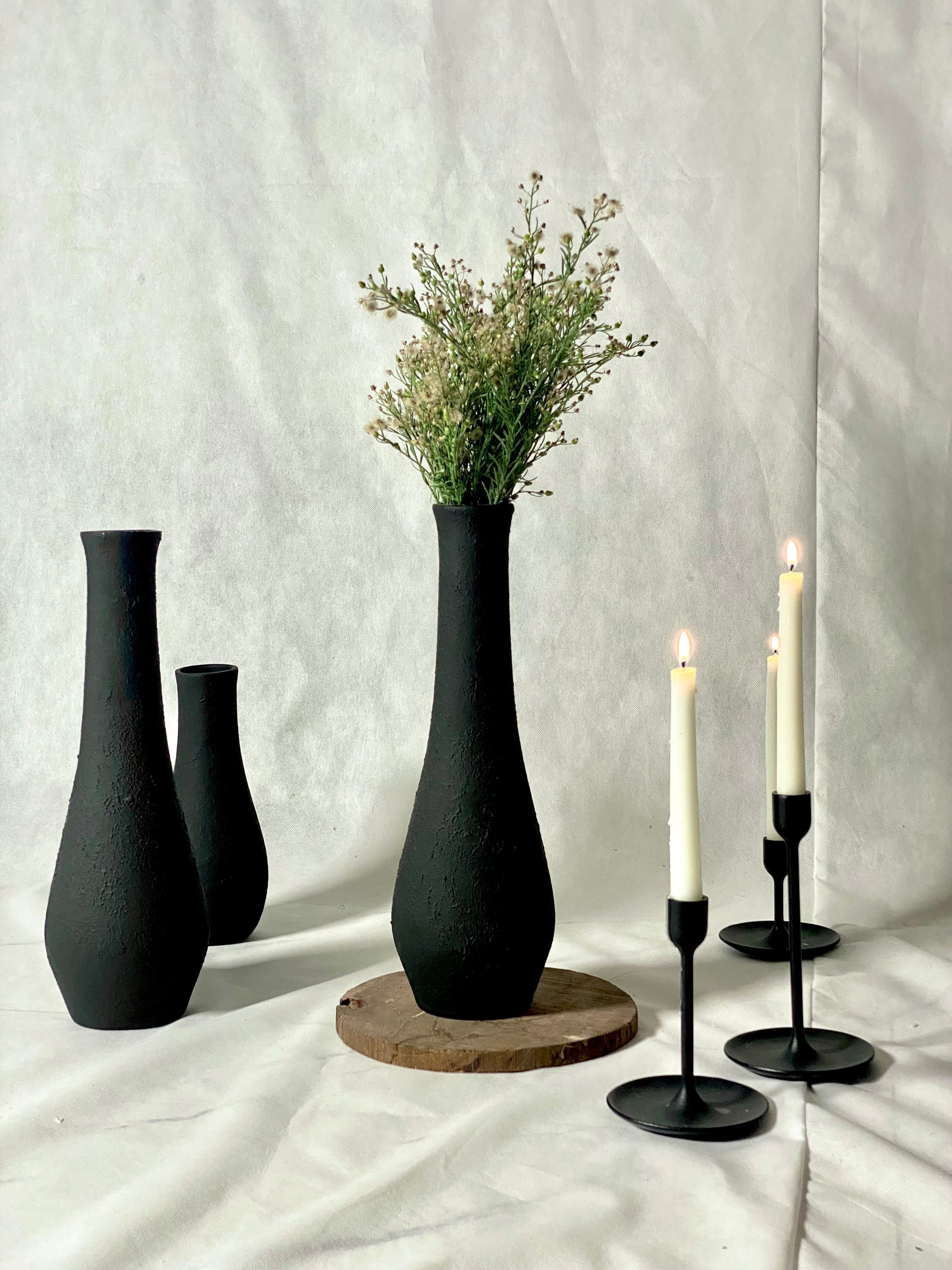 Big Black textured vase